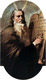 Ein altes Gemälde zeigt einen Mann mit einem langen Bart