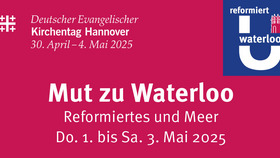 Logo für Deutschen Evangelischen Kirchentag, Mut zu Waterloo Standort der Küstenkirchen sten