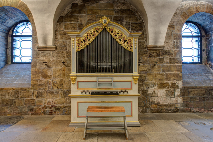 Das Foto zeigt die Silbermann-Orgel in der Westkrypta des St. Petri Dom