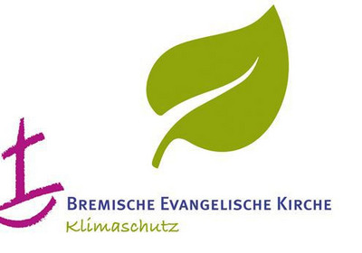 Das Logo des BEK Klimaschutzmanagements, ein großes grünes Blatt und ein Kreuz