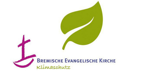 Das Logo des BEK Klimaschutzmanagements, ein großes grünes Blatt und ein Kreuz