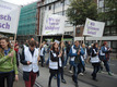 Eine Klimaschutzdemonstration von Mitarbeitenden der Bremischen Evangelischen Kirche
