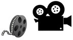 Das Bild zeigt eine Filmrolle auf der linken Seite und eine stilisierte Kamera auf der rechten Seite. 