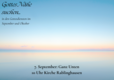 Das Bild zeigt einen sanften Himmel mit einem Farbverlauf von Blau und zartem Rosa. Der Text informiert über Gottesdienste im September und Oktober, besonders am 7. September um 10 Uhr in der Kirche Rablinghausen.