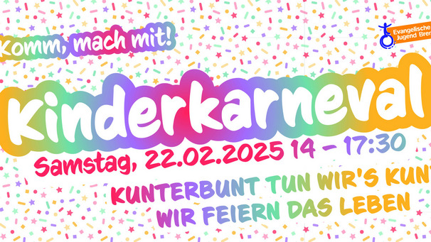 Ein buntes Plakat wirbt für den Kinderkarneval