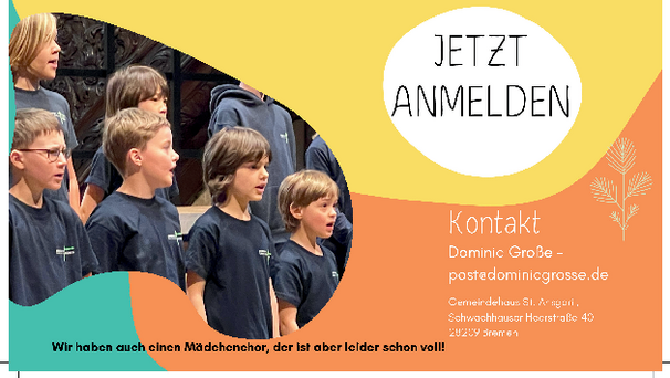 Einladung zum Singen für Jungs in St. Ansgarii