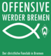 Logo des Fanclub - Das christliche Fischsymbol auf Werder-grünem Hintergrund.