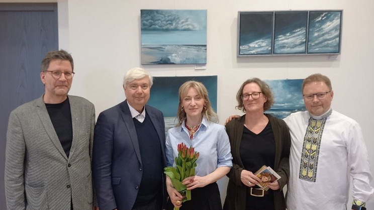 Ausstellungseröffnung Gruppe Pastores Jung, Dr. Kuschnerus, Künstlerin Kateryna Dobroier, Dr. Lang, P. Hamburg