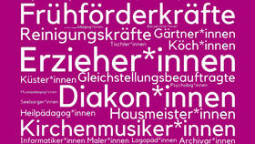 Berufsbezeichnungen werden auf einem Poster genannt  auf einem Poster   