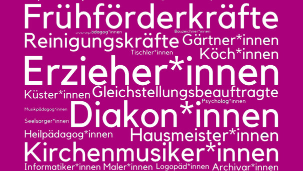 Berufsbezeichnungen werden auf einem Poster genannt  auf einem Poster   