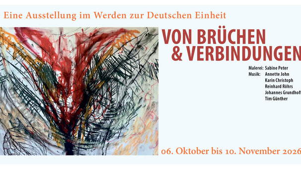 Bunte Strichzeichnung, Einladung zur Ausstellung in der Kulturkirche