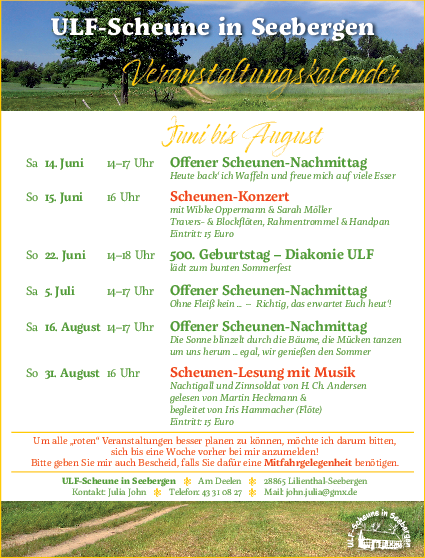 Das Programm des Freizeitheims Scheune Seebergen
