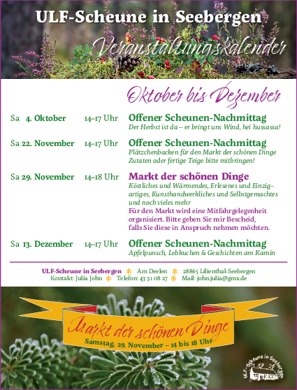 Das Programm des Freizeitheims Scheune Seebergen