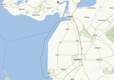 Eine Karte zeigt eine Route von Sloten bis nach Urk. Der Weg verläuft hauptsächlich über das Ijsselmeer, entlang der Küstenlinie des Nordostpolders.Geografische Elemente sind sichtbar, einschließlich umliegender Straßen und Wasserflächen.