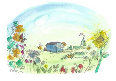 Illustration eines bunten blühenden Gartens