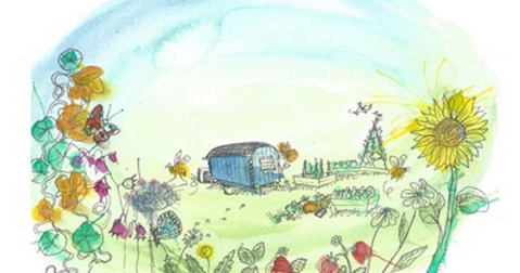 Illustration eines bunten blühenden Gartens