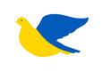 Die Illustration zeigt eine blau-gelbe Friedenstaube