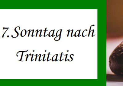 Das Bild zeigt ein liturgisches Thema mit dem Text „17. Sonntag nach Trinitatis“. Links befindet sich ein Fischsymbol, während rechts ein Brotlaib und ein silberner Kelch abgebildet sind, die oft in religiösen Zeremonien verwendet werden.